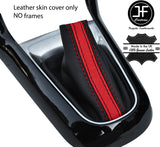 BLACK & RED STRIPE TOP GRAIN LEATHER GEAR GAITER FOR CITROEN C3 DS3 2010-2015