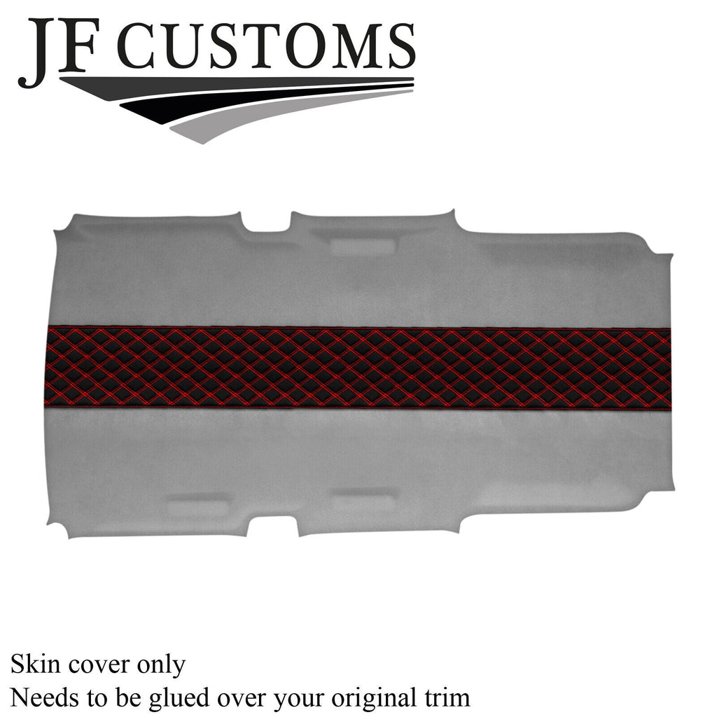 RED STITCH L GREY LUXE-SUEDE HEADLINER COVER FOR HUMMER H3 05-11 STYLE3