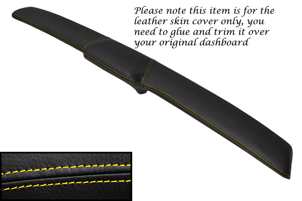 YELLOW STITCH TOP DASH PAD DASHBOARD LEATHER COVER FITS FORD MUSTANG 1971-1973