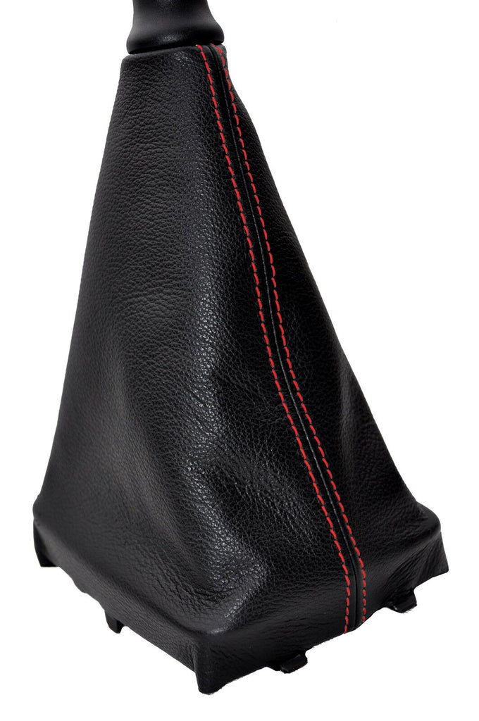 red stitch FITS MAZDA PREMACY 00-03 BLACK LEATHER GEAR GAITER CUSTOM NEW