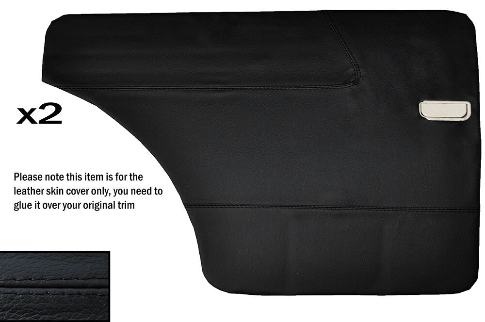 BLACK STITCH 2X REAR DOOR CARD LEATHER SKIN COVERS FITS FORD 100E CUSTOM NEW