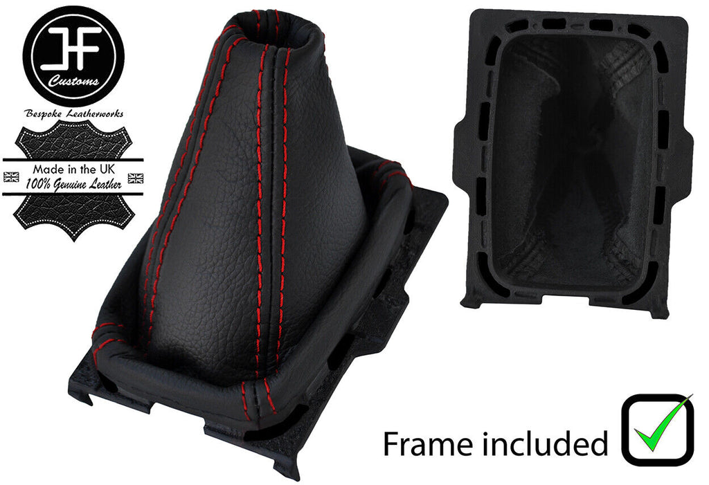 RED STITCH LEATHER GEAR GAITER+PLASTIC FRAME FOR MERCEDES 190 W201 1982-1993