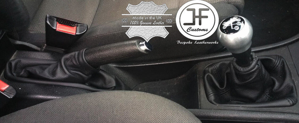 BLACK LEATHER GEAR & HANDBRAKE SET GAITOR FITS VAUXHALL ASTRA G COUPE 1998-2005