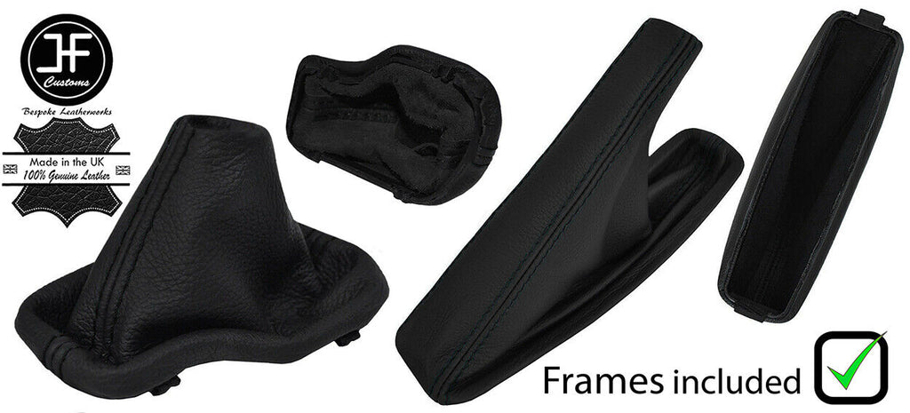 BLACK STITCH LEATHER AUTO GAITER SET+PLASTIC FRAME FOR BMW E63 E64 04-06