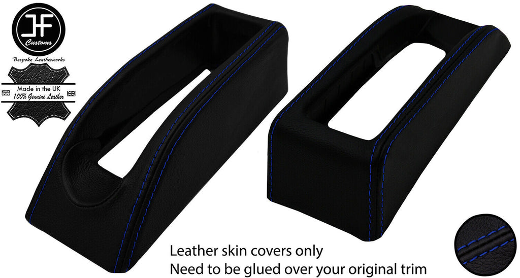 BLUE STITCH HANDBRAKE SURROUND LEATHER COVER FOR FORD TRANSIT CUSTOM 13-17