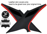 BLACK & RED 2X REAR C PILLAR LEATHER COVERS FOR BMW 5 SERIES E39 95-03 SEDAN