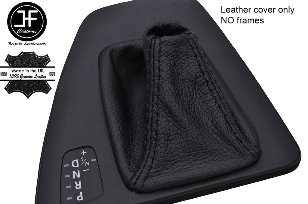 BLACK STITCH AUTOMATIC TOP GRAIN LEATHER GEAR GAITER FITS BMW 3 E90 E91 E92 E93