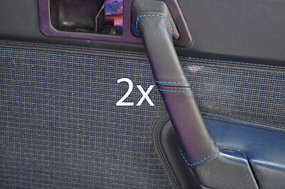 blue stitch FITS MERCEDES 190 190E 190D W201 2X DOOR HANDLE LEATHER COVERS