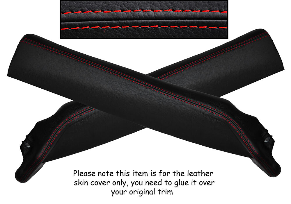 RED STITCH 2X A POST PILLAR LEATHER SKIN COVERS FITS LOTUS EVORA 2009-2014