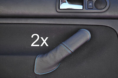 blue stitch FITS VW GOLF MK4 4 IV 2X REAR LEATHER DOOR HANDLE COVERS CUSTOM NEW