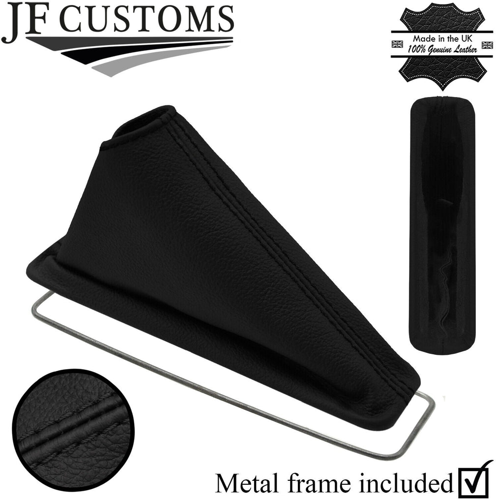 BLACK STITCH REAL LEATHER HANDBRAKE GAITER+METAL FRAME FITS TOYOTA AURIS 12-18