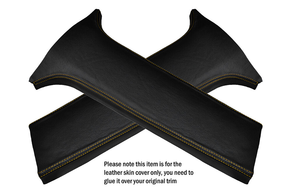 YELLOW STITCH 2X LOWER B PILLAR LEATHER SKIN COVERS FITS LEXUS IS200 1998-2005