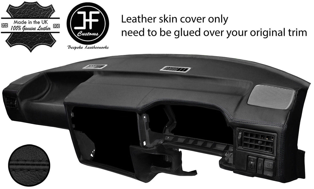 BLACK STITCH DASH DASHBOARD REAL LEATHER COVER FITS VW T4 TRANSPORTER STYLE 2