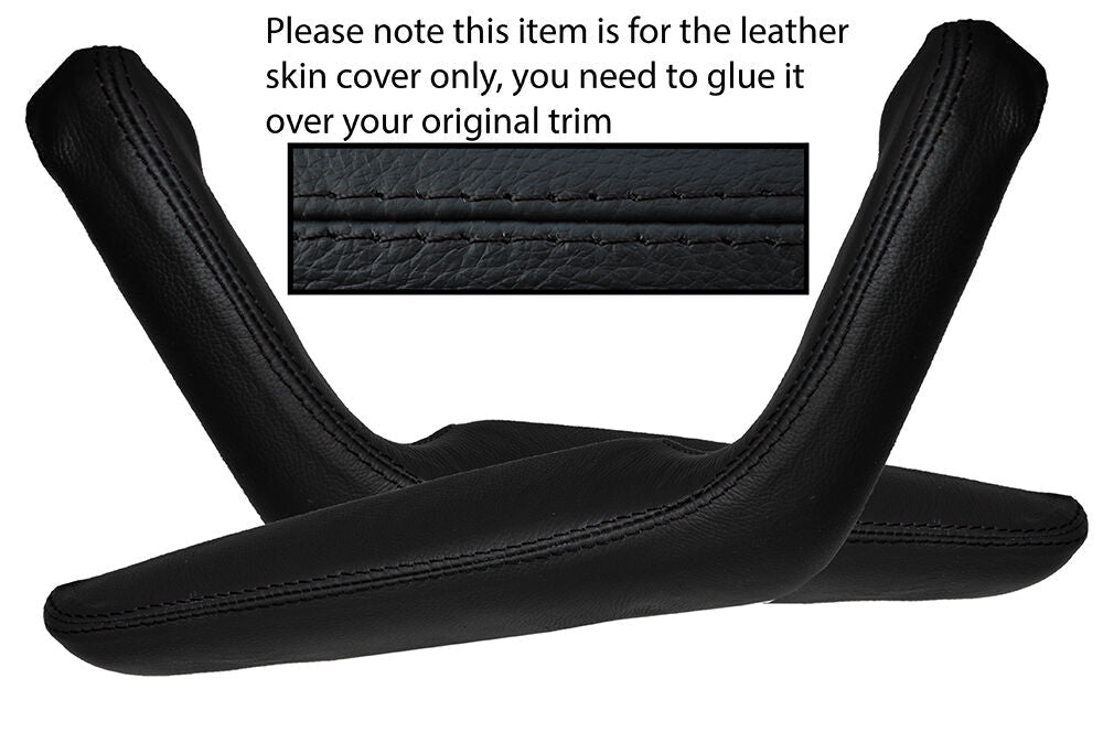 BLACK STITCHING 2X DOOR HANDLE ARMREST SKIN COVERS FITS TOYOTA CELICA 1976-1977