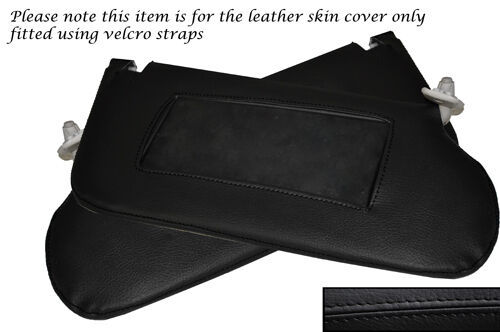BLACK STITCHING FITS SAAB 93 9-3 900 1994-2002 2X SUN VISORS LEATHER SKIN COVERS