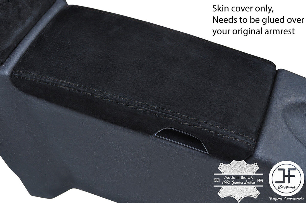 BLACK STITCHING ARMREST LID SUEDE COVER FITS MERCEDES SLK R171 2004-2011