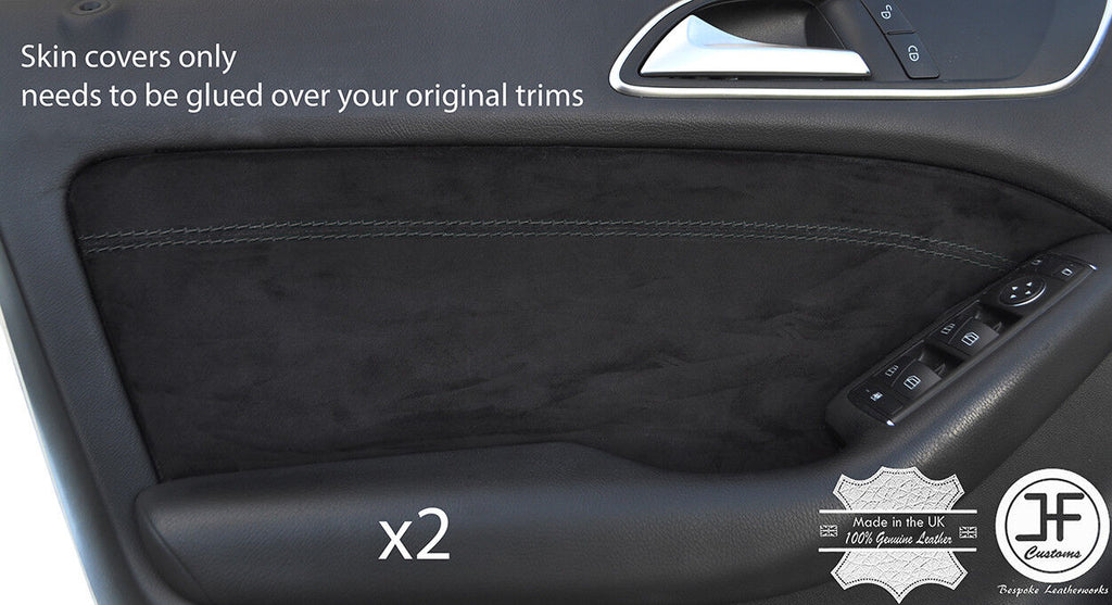 BLACK STITCH 2X FRONT DOOR CARD SUEDE COVERS FITS MERCEDES B CLASS W246 12-17