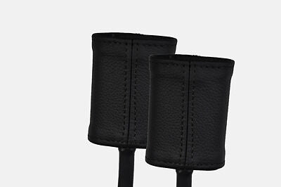 black stitch FITS FIAT BRAVO BRAVA 95-01 2X FRONT SEAT BELT STALK LEATHER COVERS