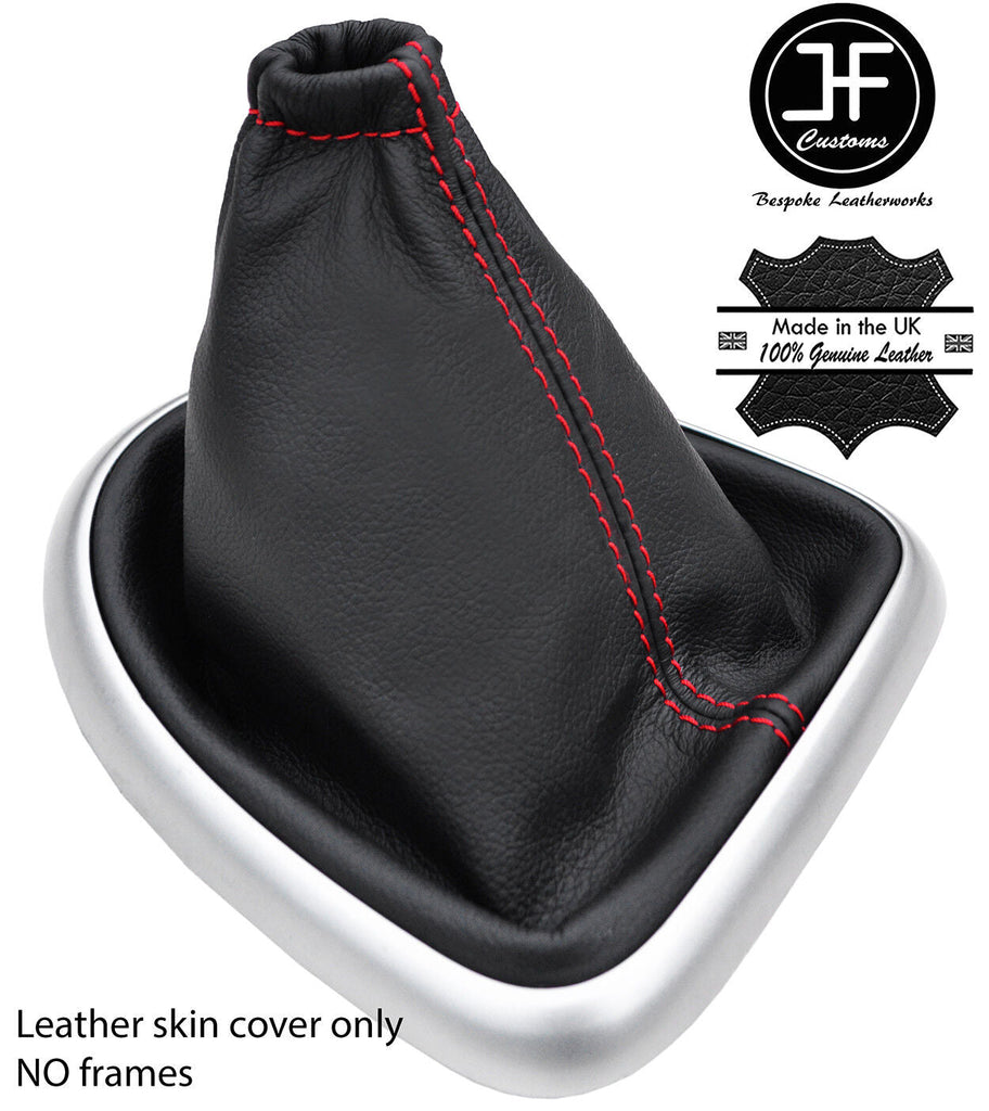 RED STITCHING TOP GRAIN REAL LEATHER GEAR GAITER FITS QASHQAI J10 2007-2013