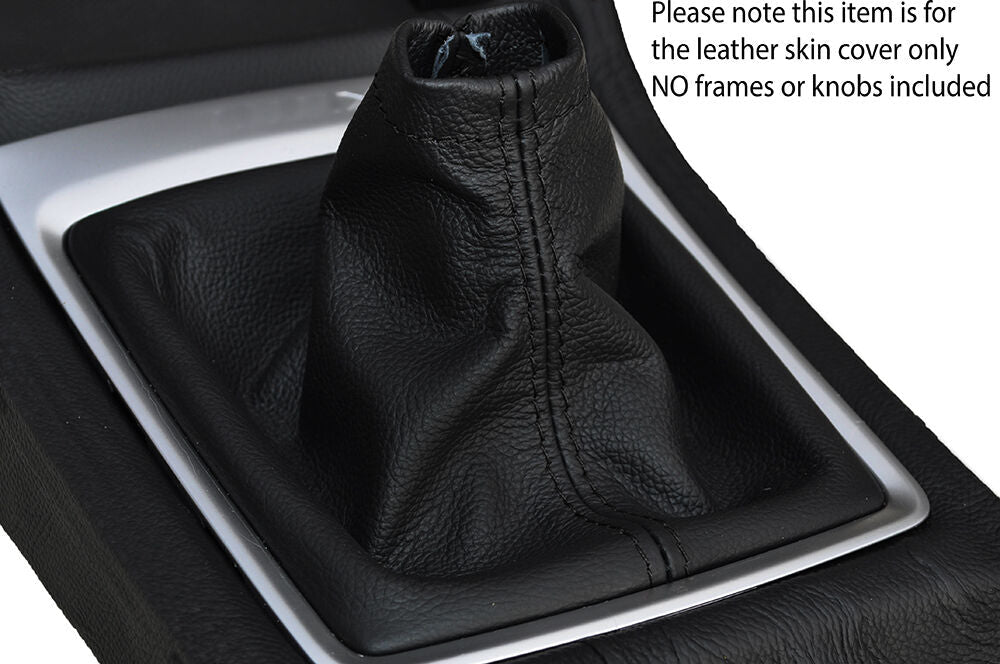 BLACK STITCHING MANUAL LEATHER SKIN GEAR GAITER FITS SUBARU IMPREZA WRX 2015