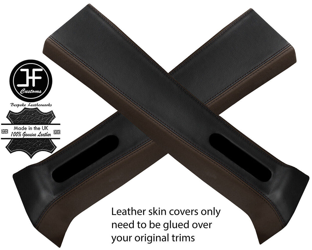 BLACK & BROWN LEATHER 2X UPPER B PILLAR COVER FOR JEEP WRANGLER JK 11-17 4 DOOR