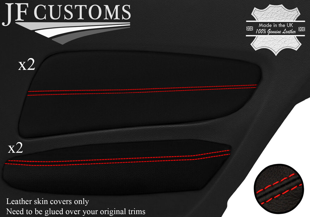 RED STITCH REAR DOOR TRIM ARMREST 4X LEATHER COVERS FOR BMW E82 COUPE 04-13