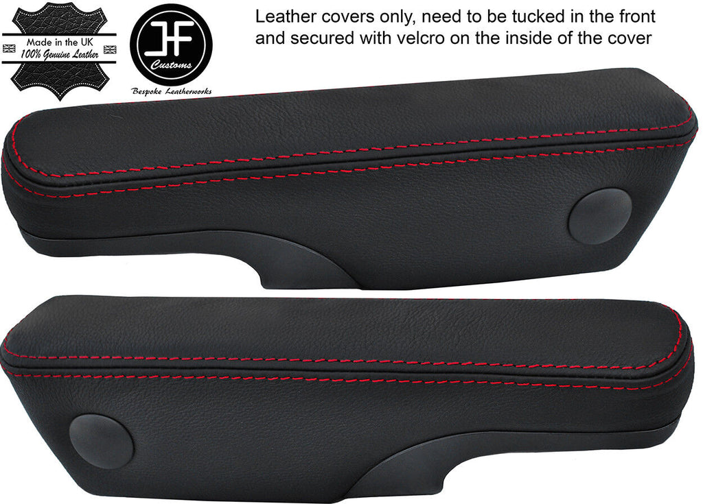 RED STITCHING LEATHER 2X SEAT ARMREST COVERS FITS VW T4 TRANSPORTER CARAVELLE