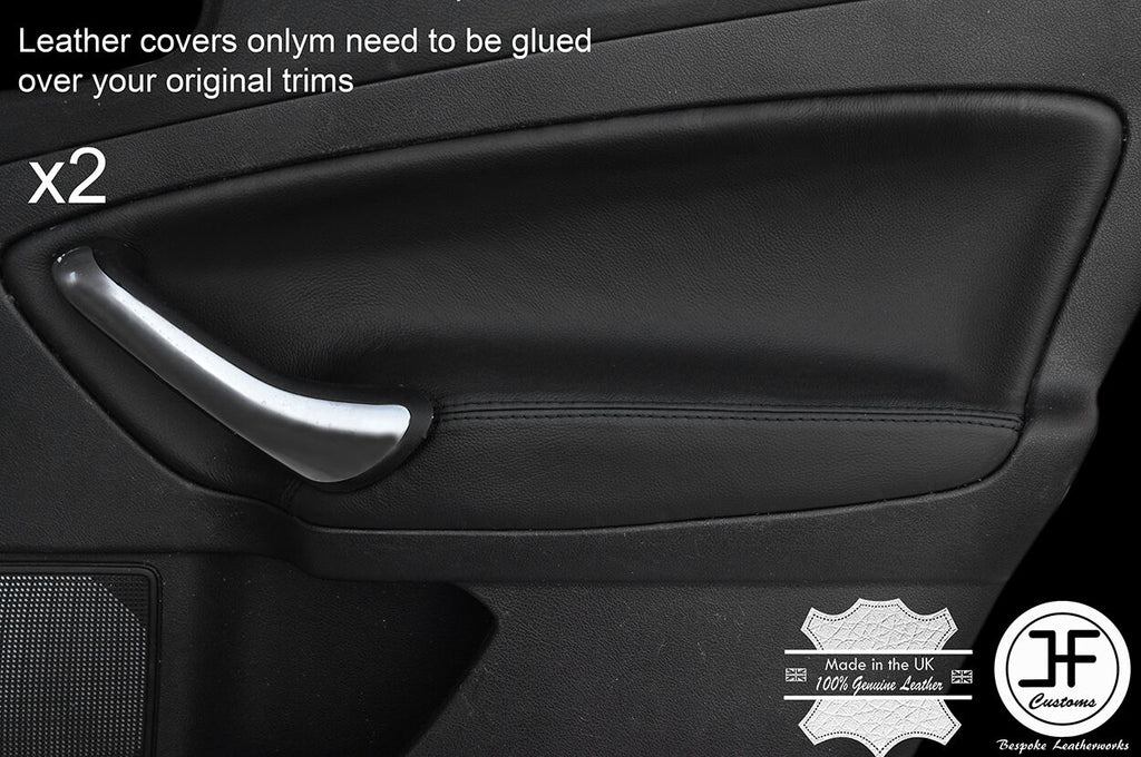 BLACK STITCH 2X REAR DOOR CARD TRIM LEATHER COVERS FITS FORD MONDEO MK4 07-13