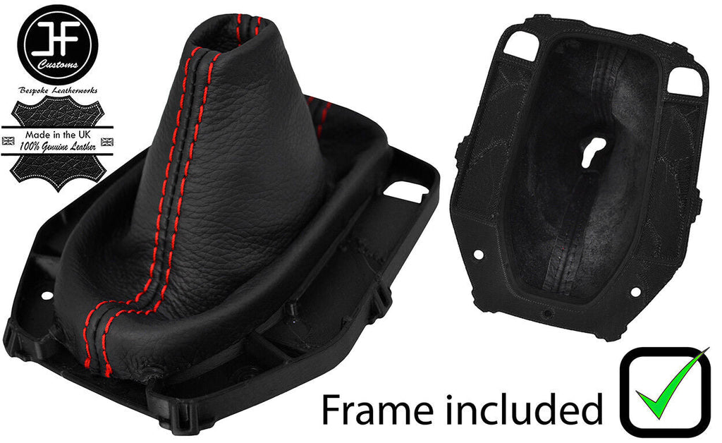 RED STITCHING LEATHER AUTOMATIC GAITER+PLASTIC FRAME FITS FORD B MAX 12-18