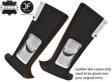 BLACK & BROWN LEATHER 2X UPPER B PILLAR COVERS FOR VW T5 TRANSPORTER SHUTTLE