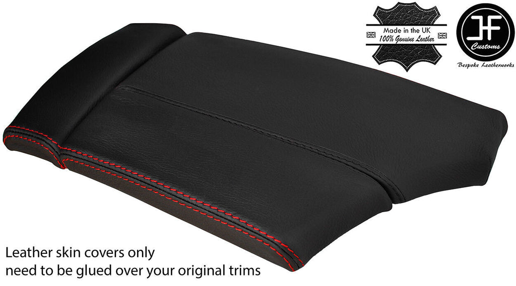 RED STITCH SLIDING ARMREST TOP GRAIN LEATHER COVER FOR BMW 5 E60 E61 03-11