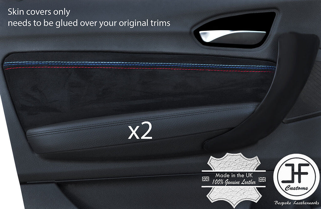 REAL SUEDE TRI STITCH 2X FRONT DOOR CARD TRIM COVER FOR BMW F20 F21 11-17