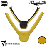 YELLOW LEATHER STEERING WHEEL LOWER TRIM COVER+FRAME FOR PORSCHE 911 997 987