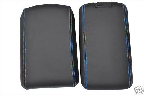 FITS MAZDA RX8 ARMREST 2 X  LID COVERS LEATHER L BLUE ST CUSTOM NEW MADE IN UK