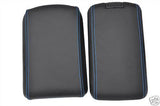 FITS MAZDA RX8 ARMREST 2 X  LID COVERS LEATHER L BLUE ST CUSTOM NEW MADE IN UK
