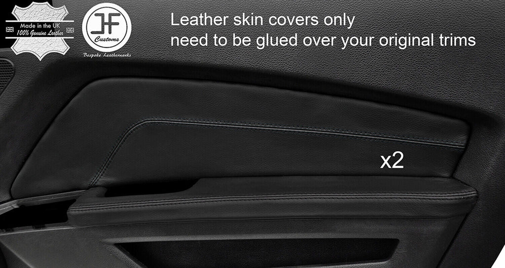 BLACK STITCH 2X DOOR CARD TRIM LEATHER COVERS FITS FORD MUSTANG 10-14 STYLE 2