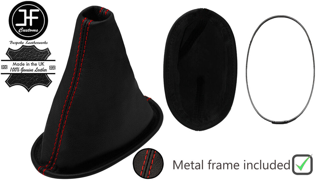 RED STITCH LEATHER GEAR GAITER+METAL FRAME FOR DAIHATSU SIRION 2005-2011