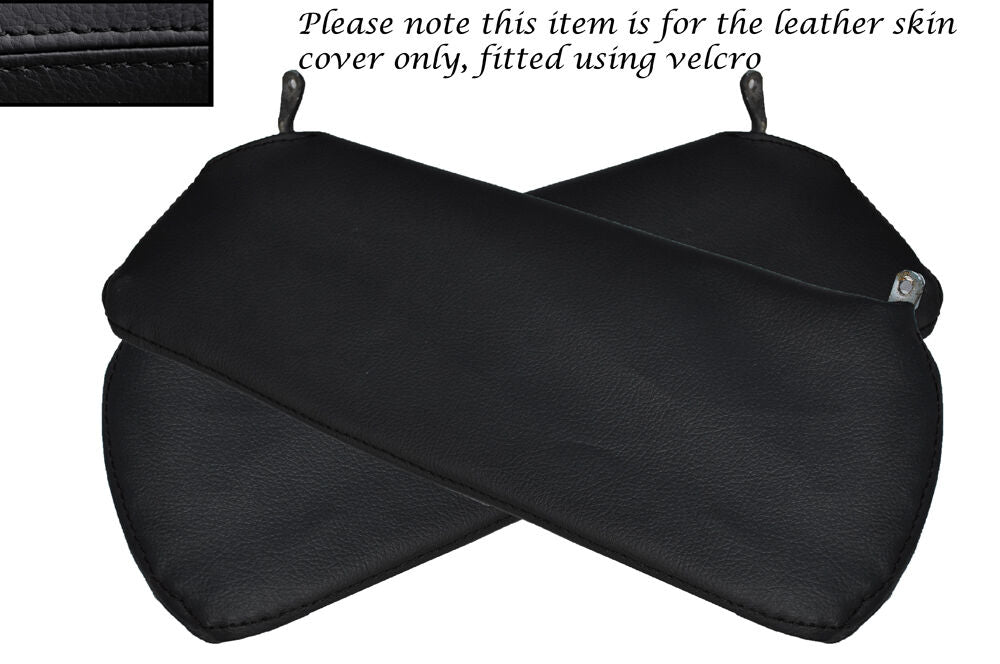 BLACK STITCHING 2X SUN VISORS LEATHER SKIN COVERS FITS BOND BUG CUSTOM NEW