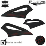 D RED ST. 2X REAR SEAT BELT GUIDE LEATHER COVERS+FRAMES FOR PORSCHE CARRERA 996