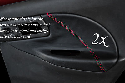 RED STITCHING FITS SUBARU IMPREZA 1992-1998 2X REAR DOOR CARD LEATHER COVERS