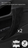 BLACK STITCH 2X FRONT DOOR HANDLE TRIM SUEDE COVERS FOR BMW F20 F21 2011-2017