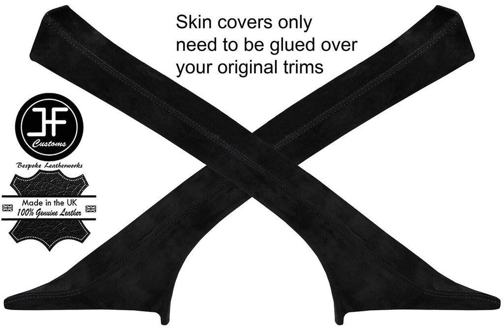BLACK STITCH 2X A POST PILLAR REAL SUEDE COVERS FITS VOLVO XC60 2008-2017