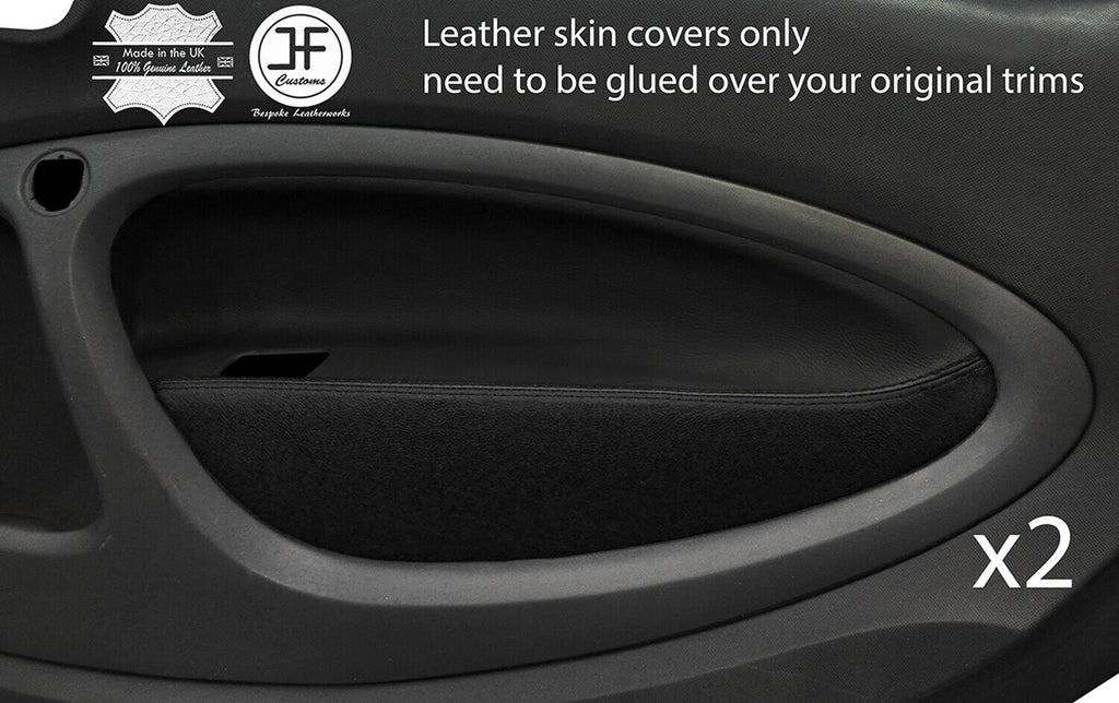 BLACK&BLACK 2X FRONT DOOR CARD TRIM LEATHER COVER FITS SMART FORTWO 453 14-19