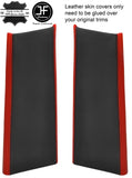 BLACK & RED 2X LOWER B PILLAR 2 TONE LEATHER COVERS FOR DISCOVERY 4 2009-2016