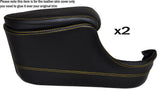 YELLOW STITCH 2X DOOR POCKET ARMREST SKIN COVERS FITS JAGUAR XJ6/12 SERIES 1
