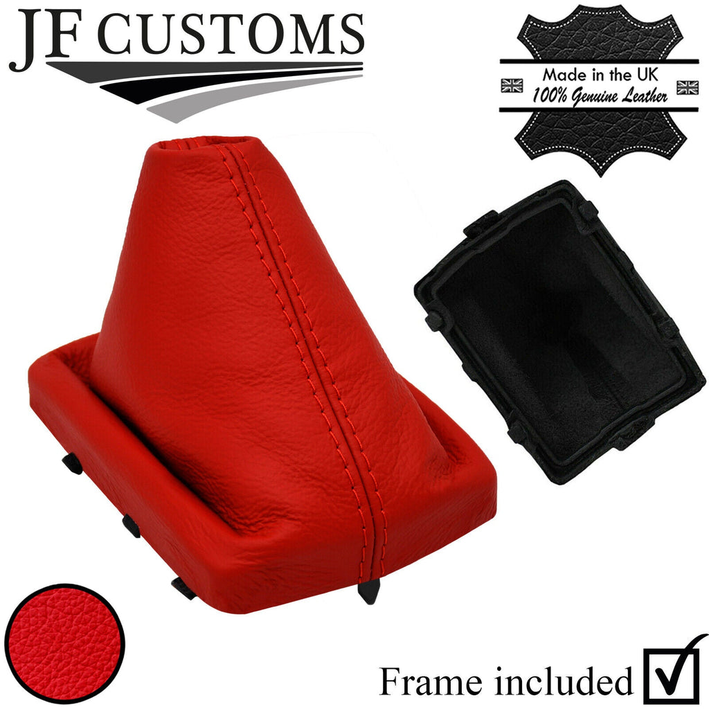 RED REAL LEATHER MANUAL GEAR GAITER + PLASTIC FRAME FOR AUDI A6 C6 2004-2011