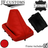 RED REAL LEATHER MANUAL GEAR GAITER + PLASTIC FRAME FOR AUDI A6 C6 2004-2011