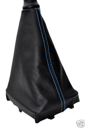 FITS PEUGEOT 206 LEATHER GEAR GAITER BOOT L BLUE  STITCH CUSTOM NEW MADE IN UK