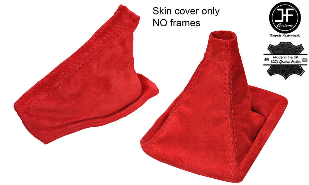 RED REAL SUEDE MANUAL GEAR HANDBRAKE GAITER FOR SUBARU FORESTER 2004-2007