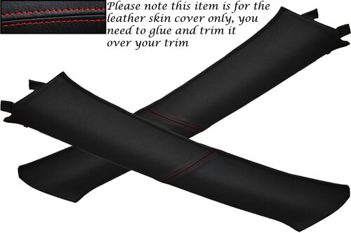 RED STITCH FITS MITSUBISHI L200 06-13 2X WINDSCREEN A PILLAR LEATHER SKIN COVERS